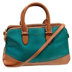 Ralph Lauren Teal and Tan Satchel